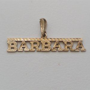 Vintage Solid 14K Yellow Gold BARBARA Name Pendant Charm